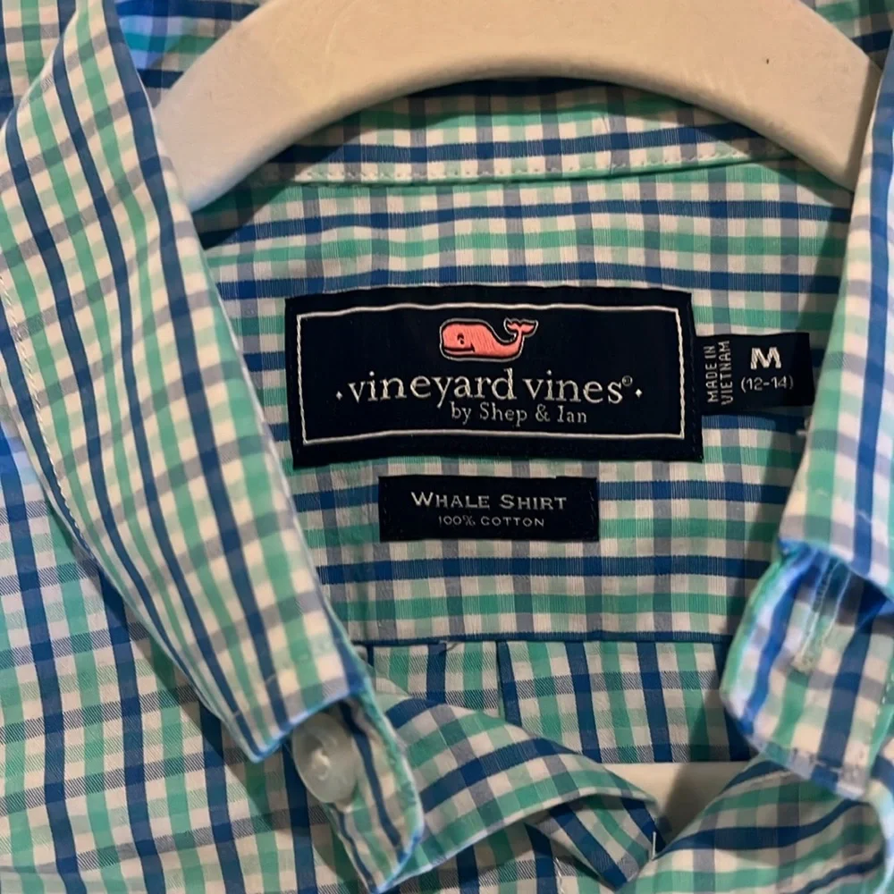 Vineyard Vines Whale Short Button Down Boys Size M (12-14) - Picture 3 of 3